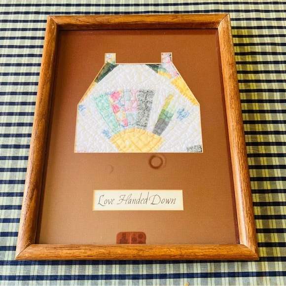 15”x12” Mat board framed Antique quilt.